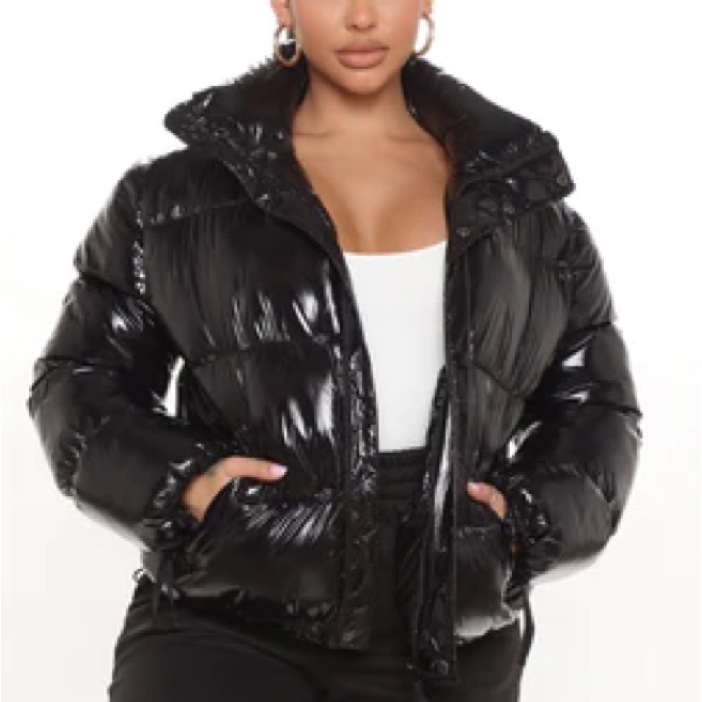 Fashion nova what a view puffer jacket black
